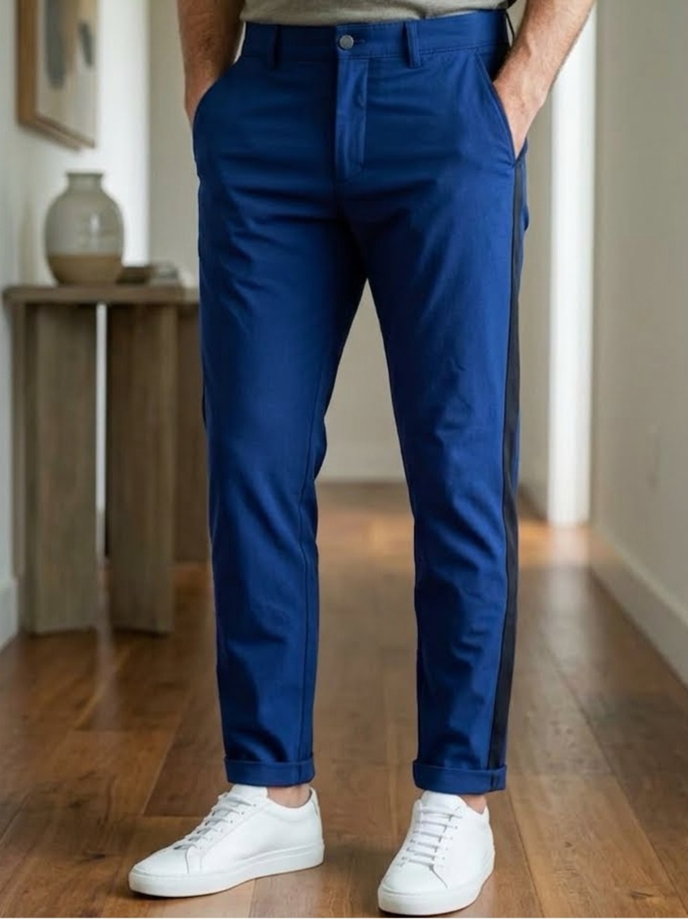 ZARA Man’s Slim Dress Pants with Black Side Stripe- 34